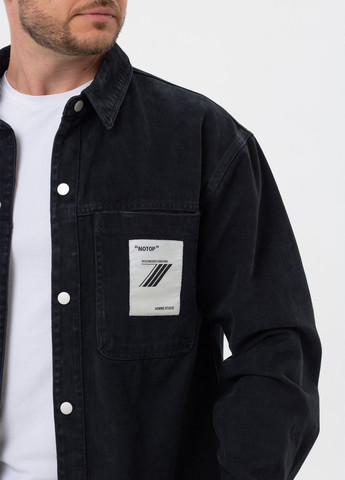 Черно-белая джинсовая рубашка однотонная Trend Collection