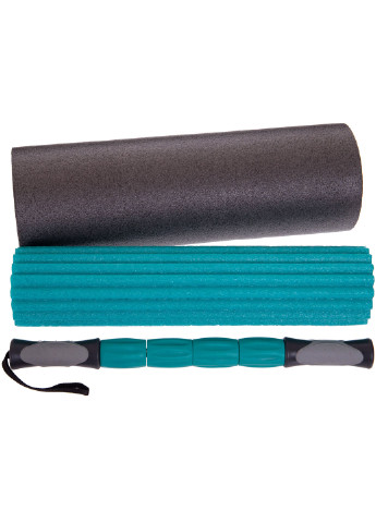 Масажний ролик 3 в 1 Foam Roller (ролик, валик і масажна палиця) для масажу спини і всього тіла EasyFit (237657455)