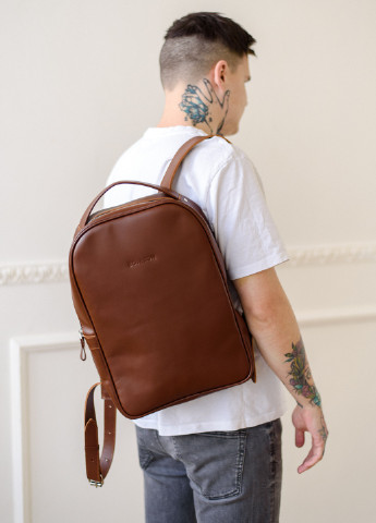 Мінімалістичний рюкзак ручної роботи з натуральної напівматової шкіри коньячного кольору Boorbon (253351909)