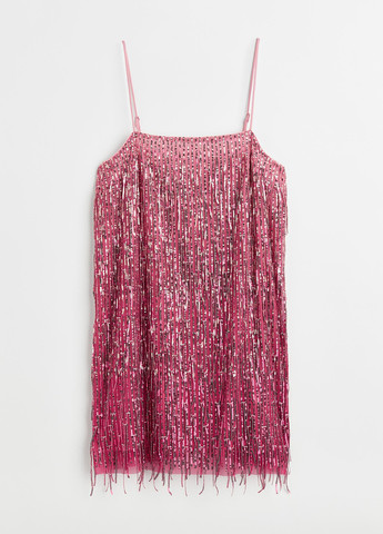 Розовое коктейльное, вечернее платье H&M однотонное