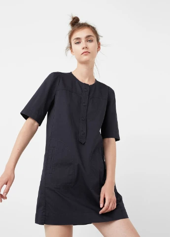 Темно-синее кэжуал платье Mango однотонное