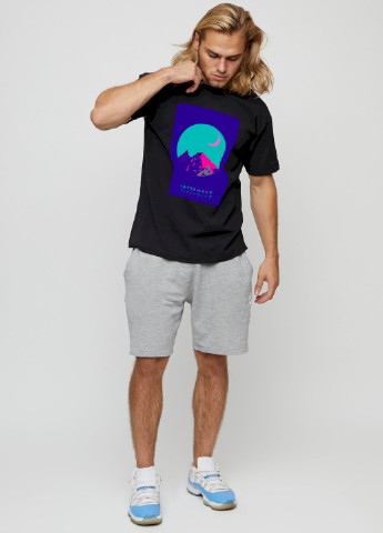 Чорна футболка чоловіча basic /air print/ YAPPI