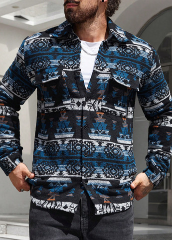 Цветная кэжуал рубашка с геометрическим узором SHEIN