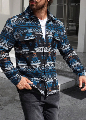 Цветная кэжуал рубашка с геометрическим узором SHEIN