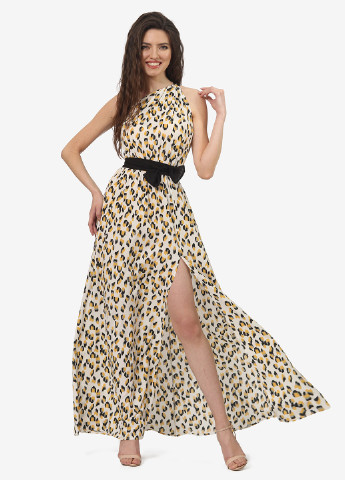Молочное коктейльное платье клеш Lila Kass леопардовый
