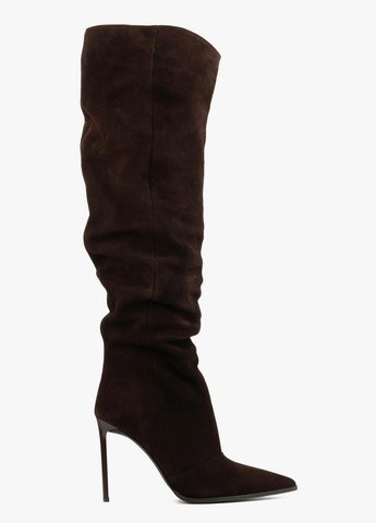 Коричневые осенние ботфорты Le'BERDES с драпировкой