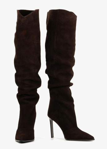 Коричневые осенние ботфорты Le'BERDES с драпировкой