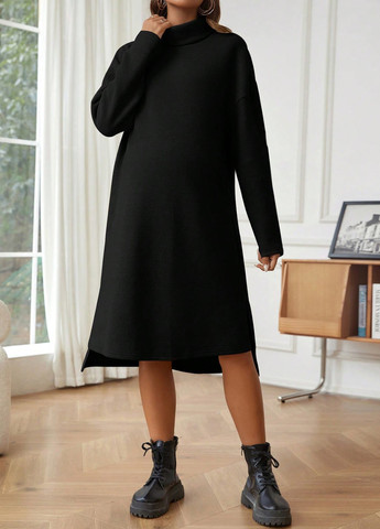 Черное кэжуал платье для беременных SHEIN однотонное