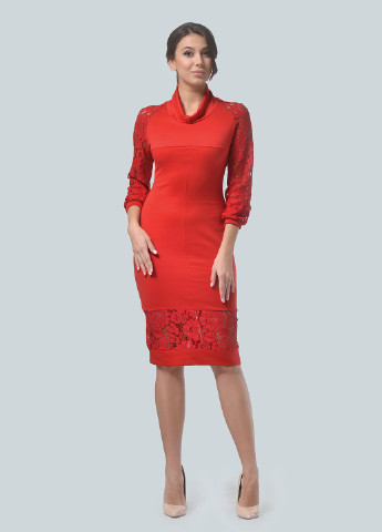 Красное кэжуал платье футляр Lila Kass однотонное