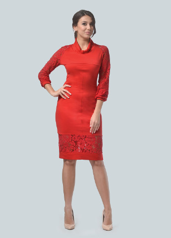 Красное кэжуал платье футляр Lila Kass однотонное