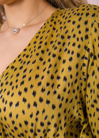 Горчичное кэжуал платье в стиле ампир Kamomile леопардовый