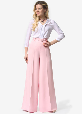 Светло-розовые кэжуал демисезонные клеш брюки Lila Kass