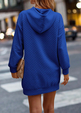 Синее кэжуал платье платье-худи SHEIN однотонное