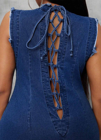 Темно-синее джинсовое платье SHEIN однотонное