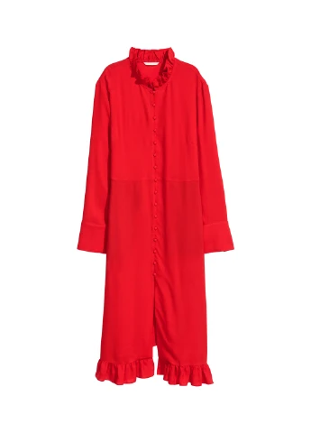 Красное кэжуал платье H&M однотонное