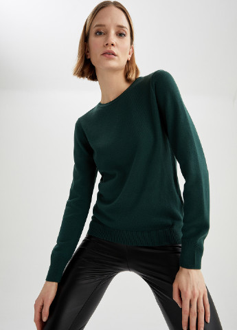 Темно-зелений демісезонний светр джемпер DeFacto