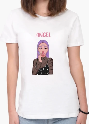 Футболка жіноча Ангел Діджитал Арт (Angel Digital art) Білий (8976-1635) XXL MobiPrint - (216196275)