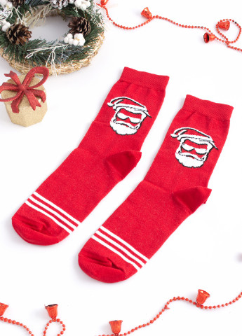 Носки новогодние из высококачественного хлопка с оригинальным принтом "Santa" Красные Maybel (250424364)