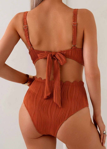 Терракотовый летний купальник (лиф, трусики) балконет, раздельный SHEIN