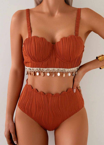 Терракотовый летний купальник (лиф, трусики) балконет, раздельный SHEIN