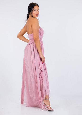 Розовое вечернее платье клеш, с открытыми плечами Lipsy однотонное