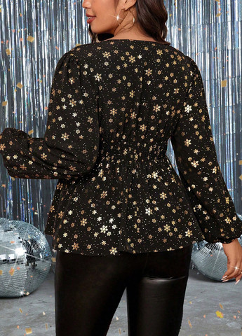 Чёрная блуза с баской SHEIN