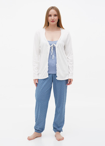 Блакитна всесезон жіноча піжама кофта + майка + шорти + брюки Esmara
