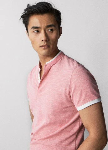Розовая футболка-поло для мужчин Massimo Dutti меланжевая