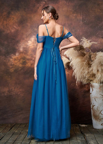 Морської хвилі святковий, вечірня сукня для вагітних з відкритими плечима SHEIN однотонна