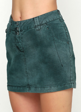 Темно-зеленая джинсовая однотонная юбка Dept