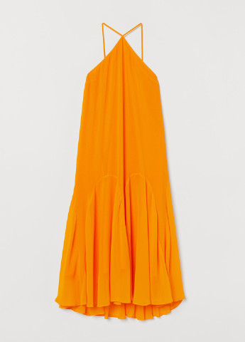 Оранжевое кэжуал платье с открытыми плечами H&M однотонное
