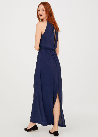 Синее вечернее длинное платье H&M однотонное