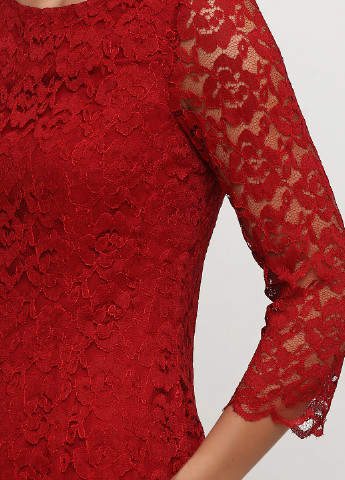 Темно-красное коктейльное платье футляр Patrizia Dini однотонное