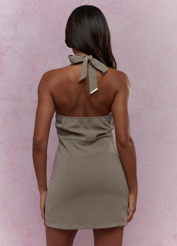 Сіра святковий, ділова, кежуал сукня а-силует, з відкритою спиною SHEIN однотонна