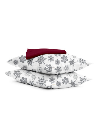 Полуторный комплект RANFORS BORDO SNOWFLAKES GREY (пододеяльник 160х220 см, простынь 140х200х20 см, наволочка 2 шт 50х70 см) Cosas (251413653)