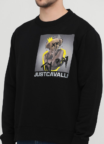 Свитшот Just Cavalli - Прямой крой рисунок черный кэжуал хлопок - (251189083)