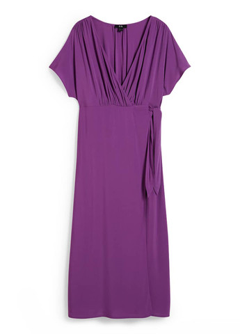 Сиреневое кэжуал платье на запах C&A однотонное