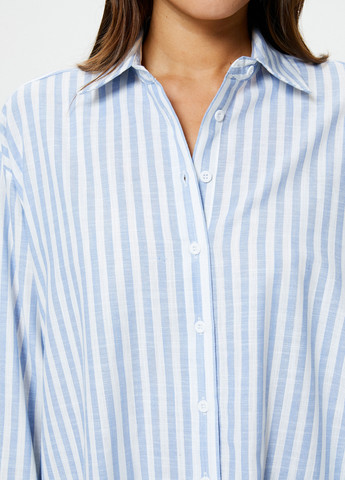 Голубой кэжуал рубашка в полоску KOTON