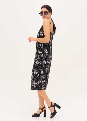 Чорна повсякденний сукня сукня-комбінація ISSA PLUS з квітковим принтом