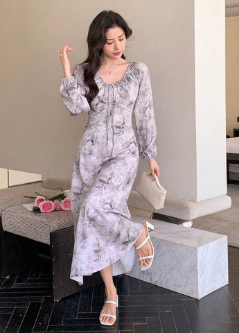 Лілова кежуал сукня а-силует SHEIN з абстрактним візерунком