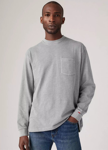 Серый демисезонный кэжуал лонгслив Levi's с логотипом