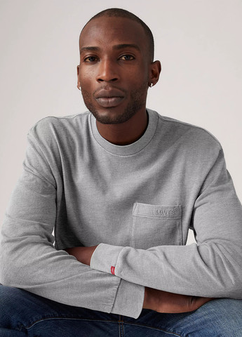 Серый демисезонный кэжуал лонгслив Levi's с логотипом