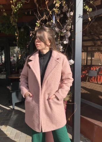 Двубортне пальто букле з додаванням шерсті мокко 42-44 Guseva Wear (252532192)