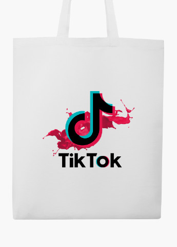 Еко сумка шоппер біла ТікТок (TikTok) (9227-1943-WT-2) екосумка шопер 41*35 см MobiPrint (219111103)