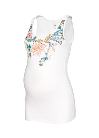 Майка для беременных H&M цветочная белая кэжуал хлопок