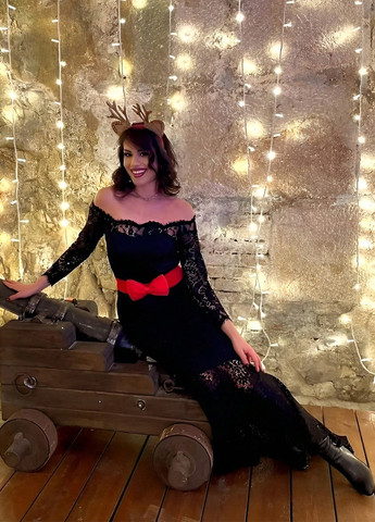 Чорна вечірня сукня годе, з відкритими плечима SHEIN однотонна