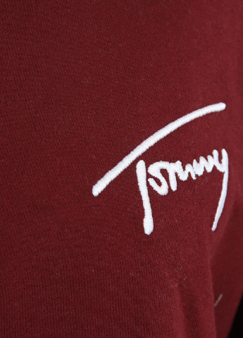 Бордовая женская футболка-поло Tommy Jeans однотонная