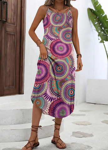 Фиолетовое кэжуал платье SHEIN с геометрическим узором