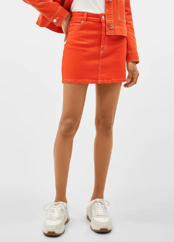 Оранжевая джинсовая однотонная юбка Bershka