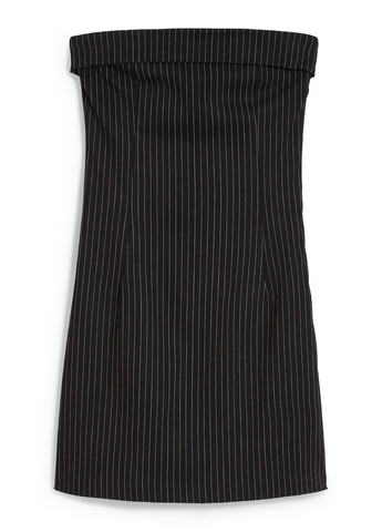 Черное кэжуал платье с открытой спиной C&A в полоску